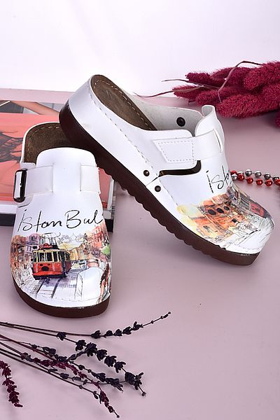 azizsahinshoes Ανατομικές παντόφλες με σχέδιο Istanbul Model 3055