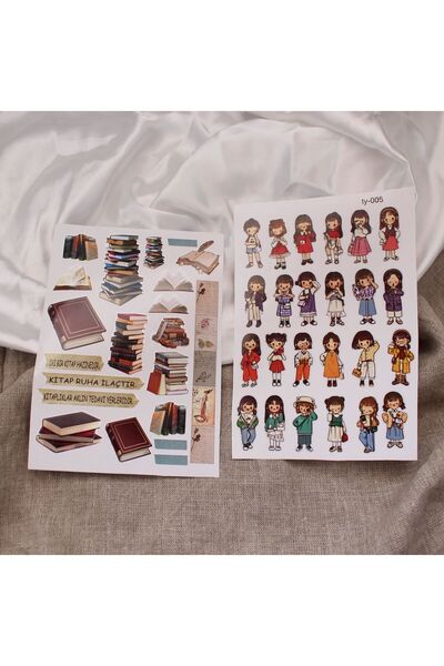 baddin aksesuar Two Pages of Transparent Sticker Book and Little Girl Model