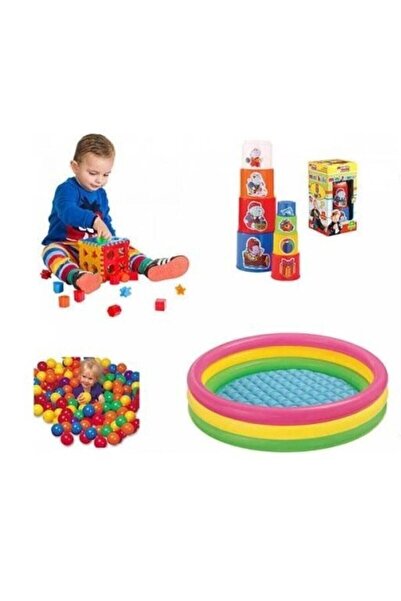 Intex Eğitici Bebek Oyuncakları Seti Şişme Havuz Top 86 Cm Havuz 100 Adet Havuz Topu Bultak Ve Mini Kule