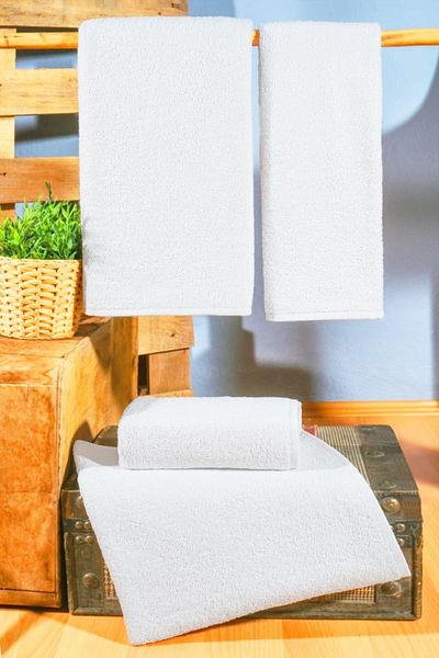 Comfort Home Λευκό Σετ Μπάνιου 4 τεμαχίων Σετ Πετσέτες 70x140cm 40x75cm