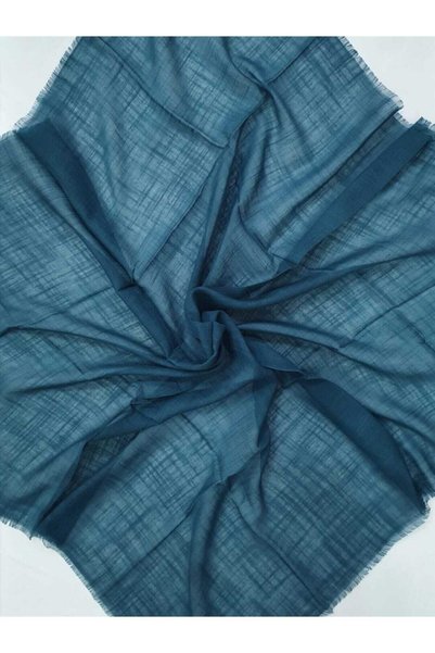 Generic Brand Women's Petrol Blue Cotton Flamed 100x100cm Plain Color Scarf