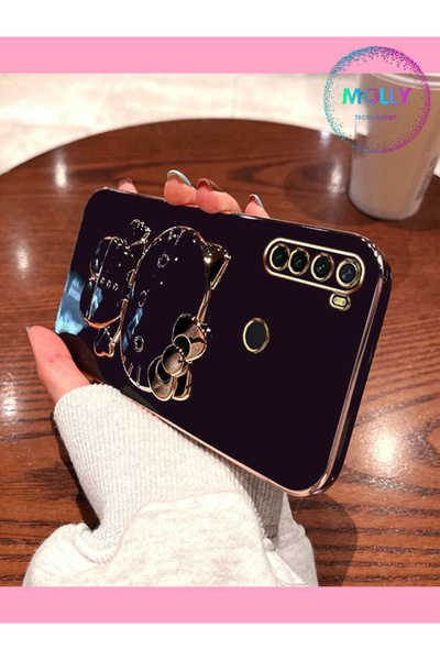 Molly Xiaomi Redmi Note 8 İçin Derin Mor Hello Kitty Standlı Kenarları Gold D...