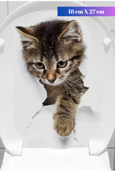 Hane Dostu Dekoratif 3D Kedi Tasarım Klozet Kapağı Stickerı