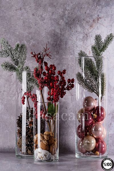 Paşabahçe 10 cm Wide Height Cylinder Glass Vase - 20-30-40