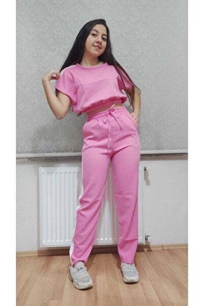 AROKA Kadın Pembe Kısa Kollu Eşofman Takımı