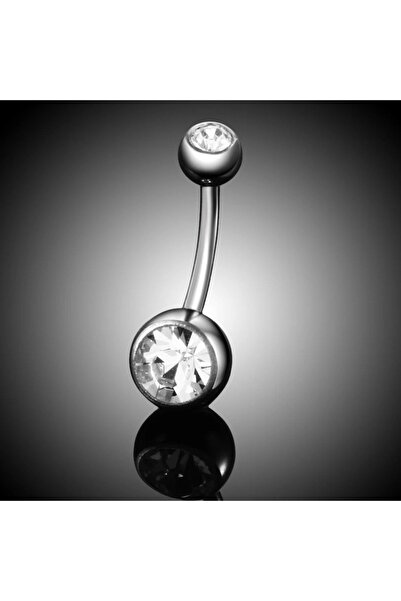 agbtasarım Çift Taşlı %100 G23 Titanyum "sıngle", "lower", "double" Gümüş Göbek Piercing (TÜRKAK SERTİFİKALI)