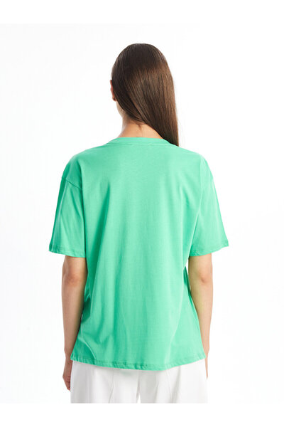 LC Waikiki LCW oversize dámské tričko – výstřih s výstřihem, s potiskem, krátký rukáv