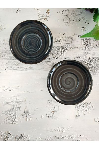 MADAM İZMİR 6-Piece Black Winter Tea Plate