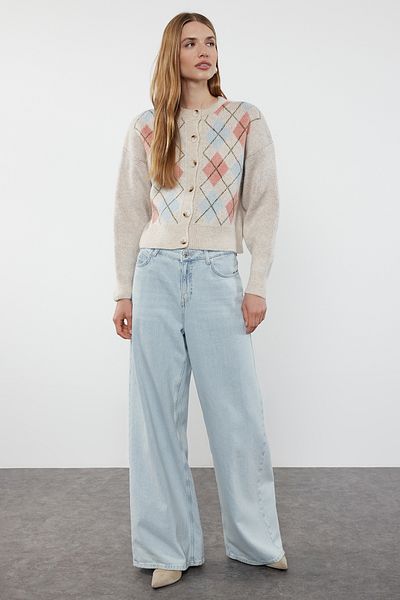 Trendyol Collection Diamond Patterned Soft Textured Knitwear Cardigan - Jacket Look Twoaw25Hi00022