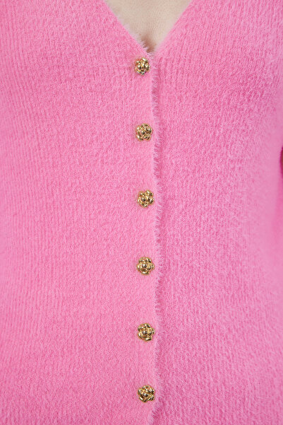Trendyol Collection V-Neck Pink Knitwear Cardigan - TWOAW25HI00171