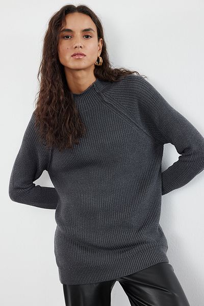 Trendyol Collection Anthracite Wide Fit - Sustainable Knitwear Sweater TWOAW25KZ00032