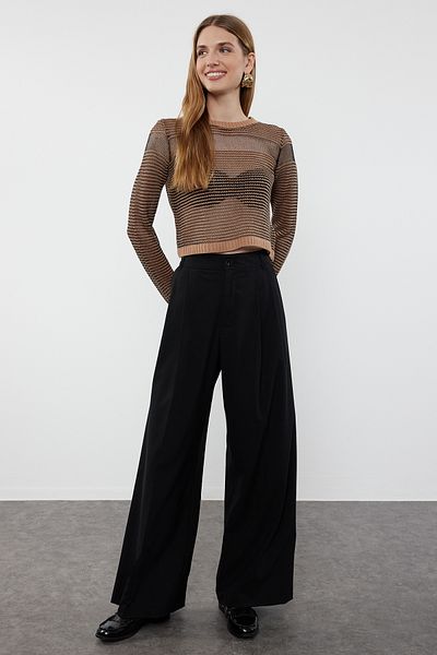 Trendyol Collection Pulover de tricotaj negru transparent cu sclipici - TWOAW25KZ00140