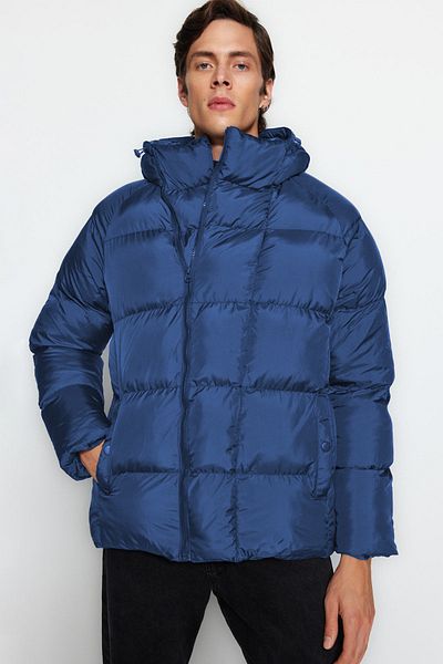 Trendyol Collection Zimní bunda Indigo Oversize - Voděodolná a větruodolná Tmnaw23Mo00086