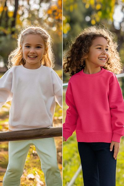 TRENDYOLKIDS Pink-Ecru Girls szezonális vékony, legény nyakú Basic kötött pulóver TKDAW25SW00000