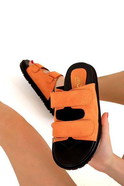 SOHO Wildleder-Hausschuhe für Damen - Orange 19264