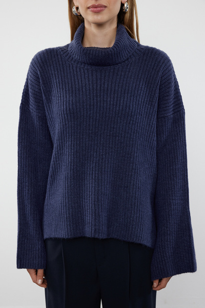 Trendyol Collection Námořnická modrá široký střih svetr z měkkého úpletu TWOAW23KZ0054