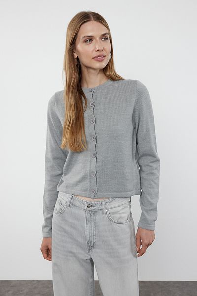 Trendyol Collection Knitwear Gray Wool Cardigan - Jacket Look, Twoaw25Hi00049