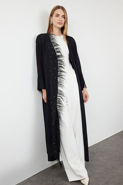 Trendyol Modest Πέτρινο Μαύρο Καπάκι Otriş - Ferace/Abaya TCTSS24KF00053