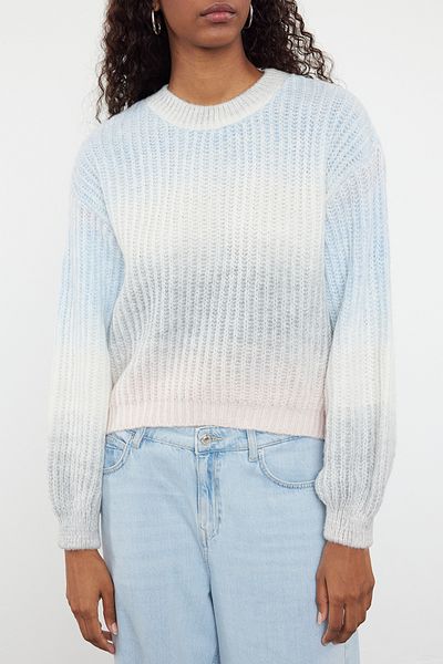 Trendyol Collection Color Blocked Gray Soft Knitwear Sweater - TWOAW25KZ00260