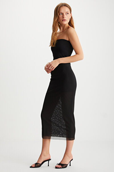 GRIMELANGE Apolline Women's - Black Off-the-shoulder 100% Polyester Dress