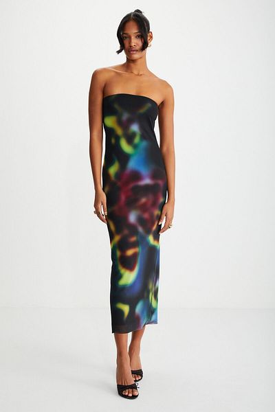 GRIMELANGE Apolline Women's - Green Off-the-shoulder 100% Polyester Yellow Dress