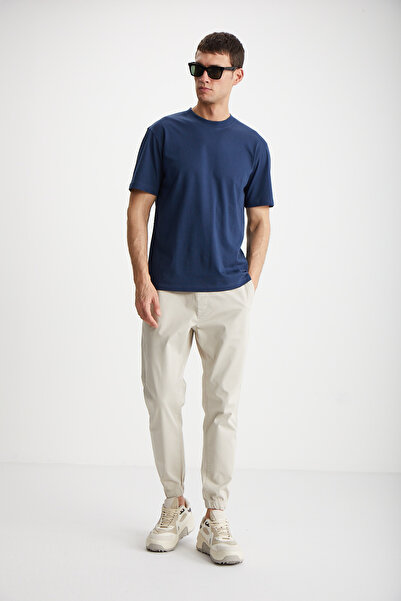 GRIMELANGE Cultıvated férfi 3 részes vastag texturált normál 100% organikus pamut Byz/szürke/navy póló