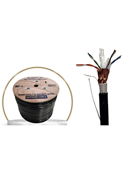 ALTINKOZA TEKNOLOJİM كابل إنترنت شبكة خارجية مزدوجة الطبقة Mpia Nc-1 خارجي بطول 305 مترًا Cat6 Ftp