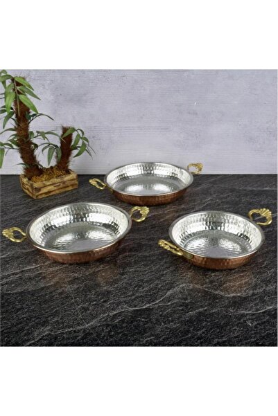 Alemdar Tohana Bakır Parti Tava 3 Boy Takım Çift Kulplu