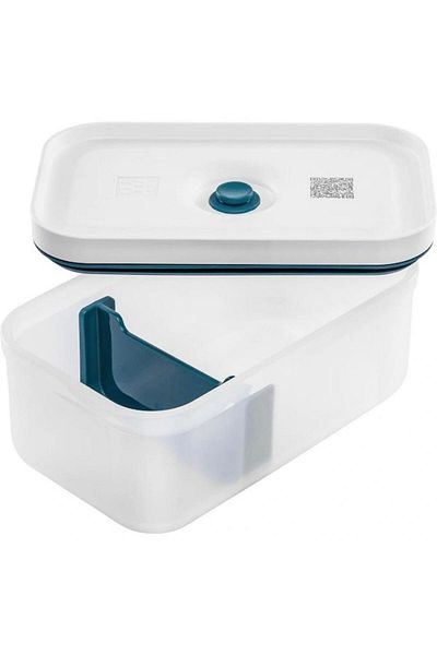 ZWILLING Fresh & Save Vacuum Food Transport Container, M, Plastic, Semi Clear-Mediterranean Blue