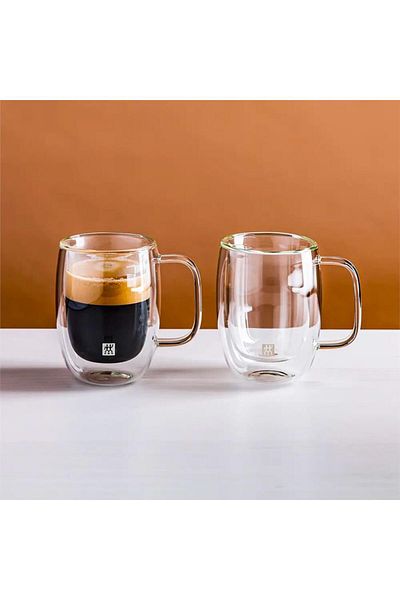 ZWILLING Sorrento Double Glass Set of 2 Espresso Cups with Handles 134ml