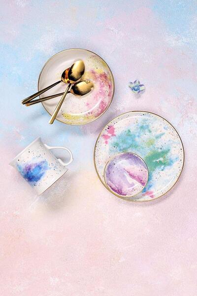 Porland Cosmos Karışık Renk 18 Parça Ikram Ve Kahvaltı Takımı