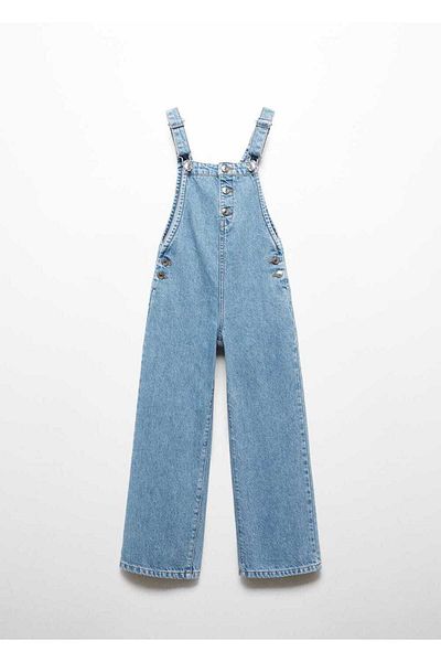 MANGO Kids Jeans-Salopet mit Knopfleiste und legerem Schnitt