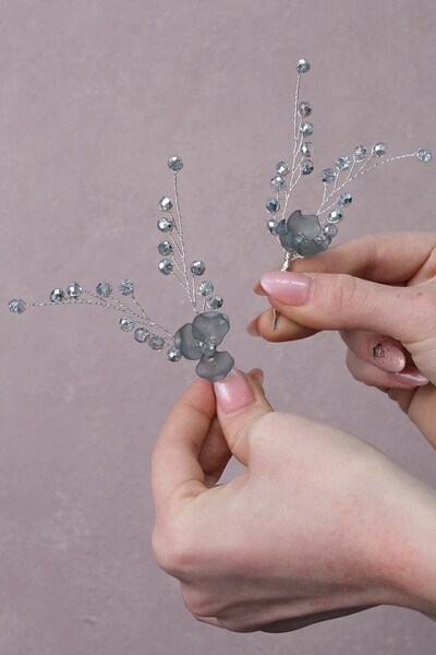 Hayalperest boncuk Αξεσουάρ μαλλιών με φουρκέτα Begüm 5 τεμαχίων για νύφη