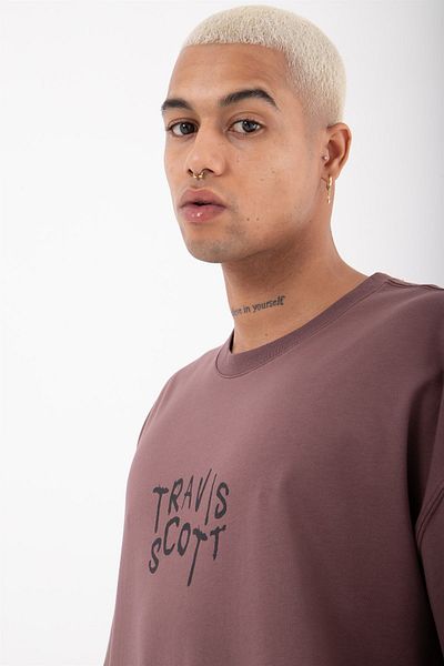 Machinist Tricou oversize din bumbac cu imprimeu Astroworld pentru bărbați