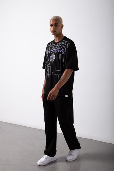 Machinist Ανδρικό μπλουζάκι Oregon 20 εμπριμέ βαμβακερό oversize μαύρο