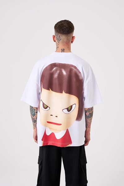 Machinist Ανδρικό λευκό μπλουζάκι Cosmic Light Printed Oversize