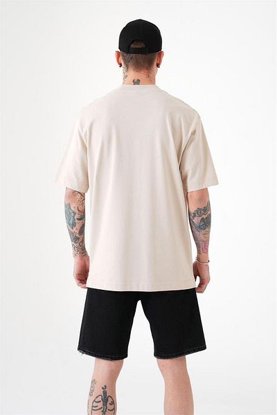 Machinist Ανδρικό μπλουζάκι Basic Relaxed βαμβακερό ανοιχτό μπεζ