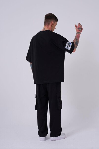 Machinist Ανδρικό μπλουζάκι Born Again Eye με τύπωμα oversized Μαύρο