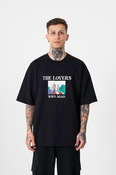 Machinist Ανδρικό μπλουζάκι με στάμπα The Lovers Oversize μαύρο