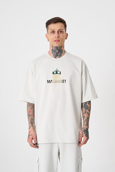 Machinist تي شيرت Herb Machinist كبير الحجم باللون الرمادي للرجال