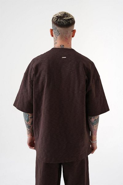 Machinist Ανδρικό μπλουζάκι Premium Candy Flaming Oversize καφέ