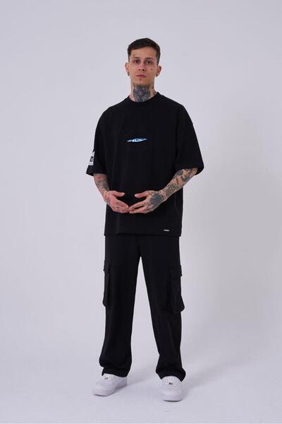 Machinist Ανδρικό μπλουζάκι Born Again Eye με τύπωμα oversized Μαύρο