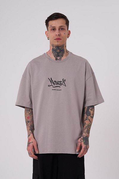 Machinist Ανδρικό μπλουζάκι Glory Shine Printed Oversize Ice Grey T-shirt