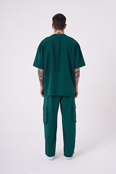 Machinist Ανδρικό μπλουζάκι με στάμπα Reverse Sttich Oversize Petrol Green T-shirt
