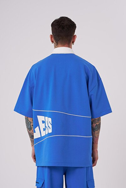 Machinist Ανδρικό μπλουζάκι Endless με τύπωμα Polo με λαιμόκοψη γαλάζιο