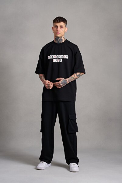 Machinist Ανδρικό μπλουζάκι με στάμπα Mch Mahhong Oversize μαύρο