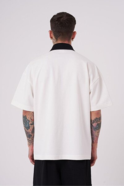 Machinist Men's Freestyle Polo Neck Ecru T-Shirt