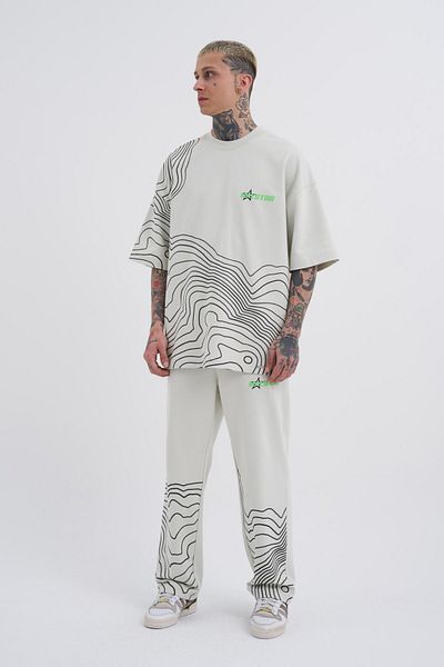 Machinist Men's Oversize Gray Suit - Printed