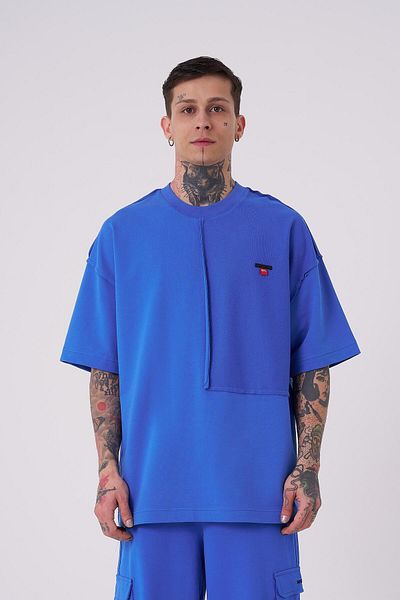 Machinist Ανδρικό T-Shirt γαλάζιο Oversize - Αντεστραμμένο εμπριμέ