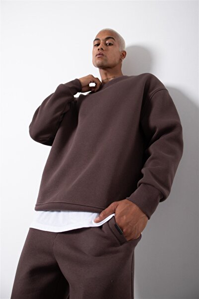 Machinist Огромна велосипедна блуза с качулка, кафе